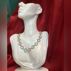 Dyadema Gold Vermeil Blue Chalcedony Rose Quartz Necklace 925 Italy